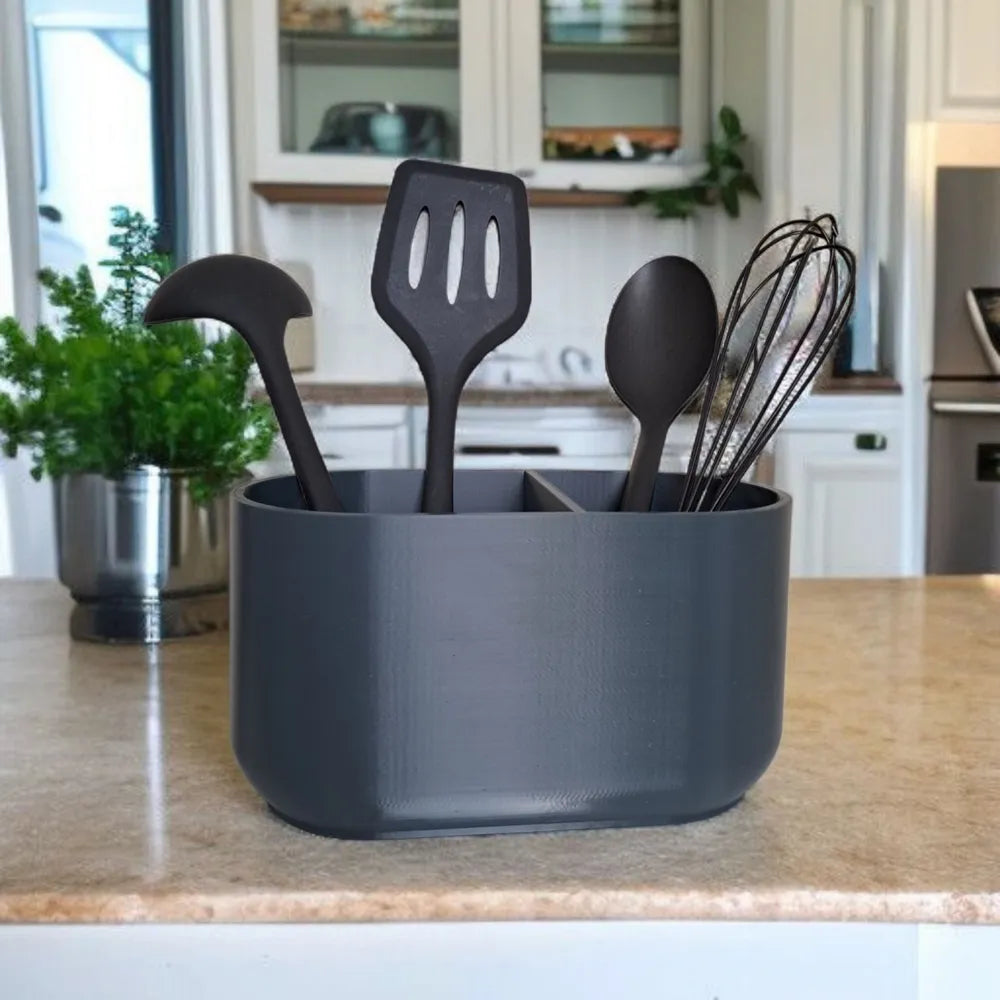 Modern kitchen utensil holder with 2 compartments