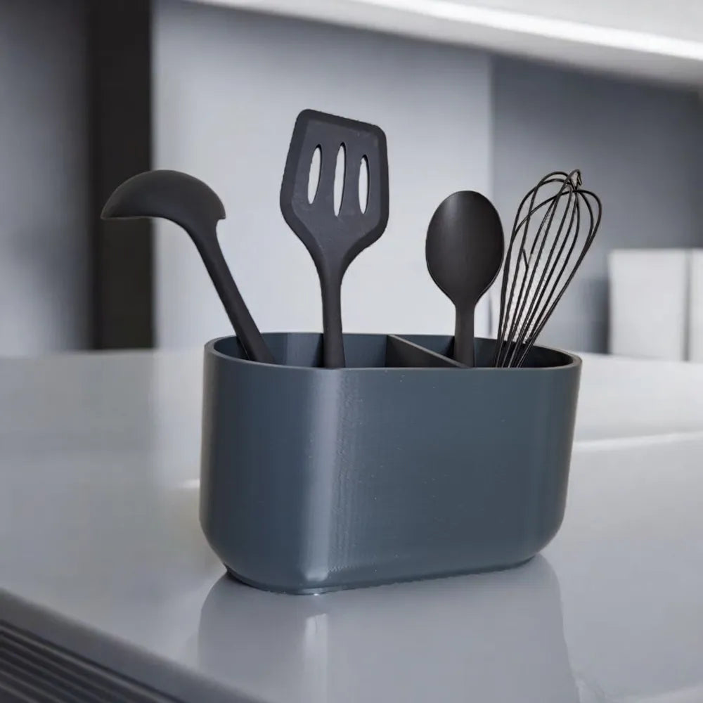 Modern kitchen utensil holder with 2 compartments