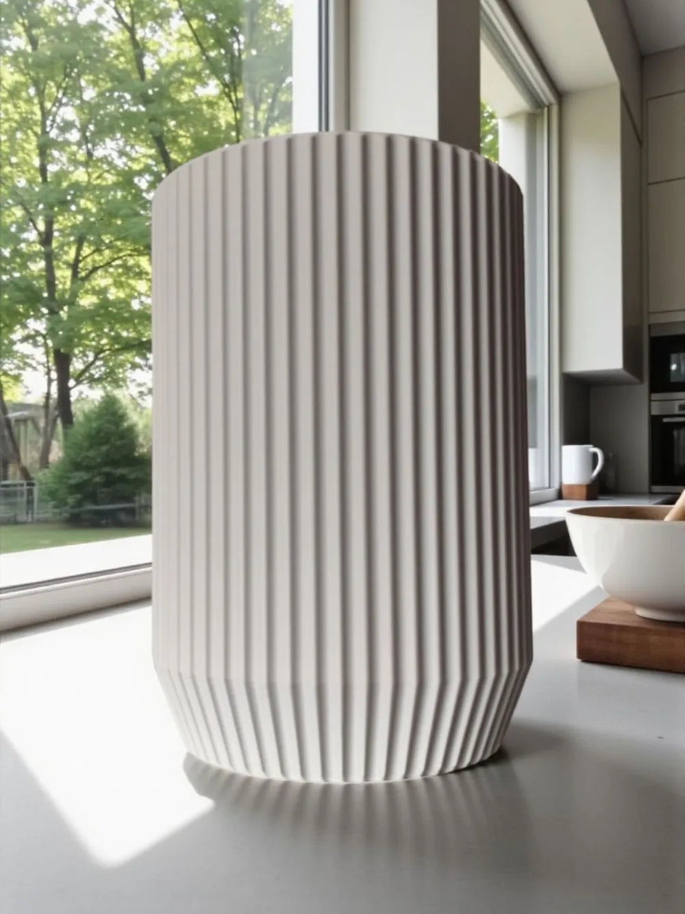 Modern ribbed kitchen utensil holder